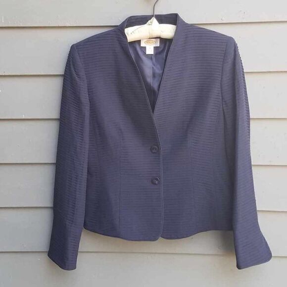 Stunning Talbots Navy Silk Textured Jacket size 4 - Picture 1 of 13